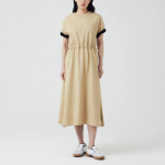 JAJU Cotton String Short-Sleeve Dress – Beige