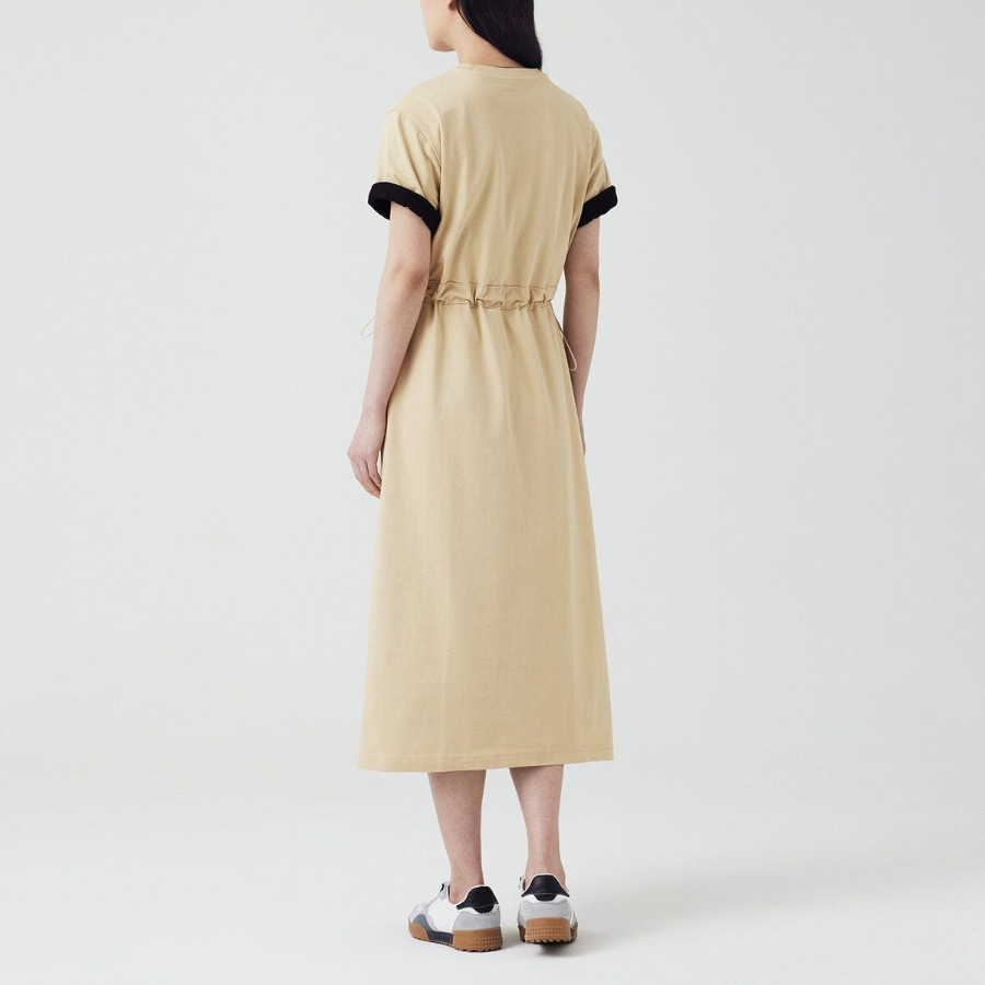 JAJU Cotton String Short-Sleeve Dress – Beige