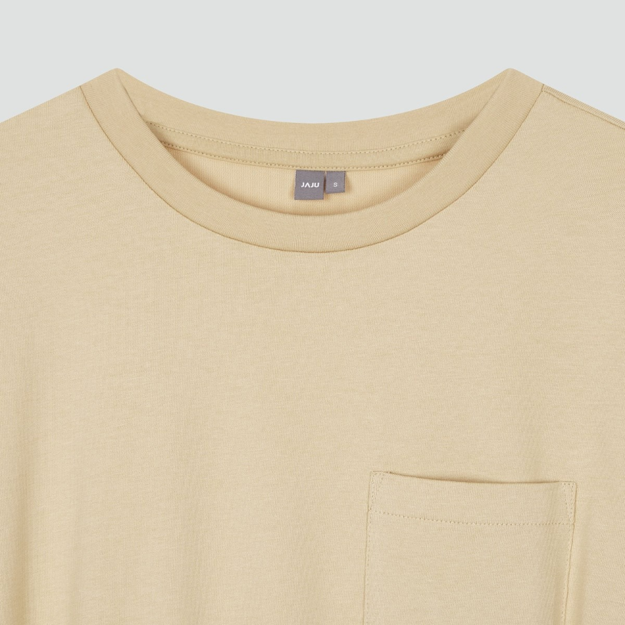 JAJU Cotton String Short-Sleeve Dress – Beige