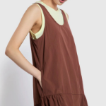 JAJU Bustier Tiered Dress – Brown