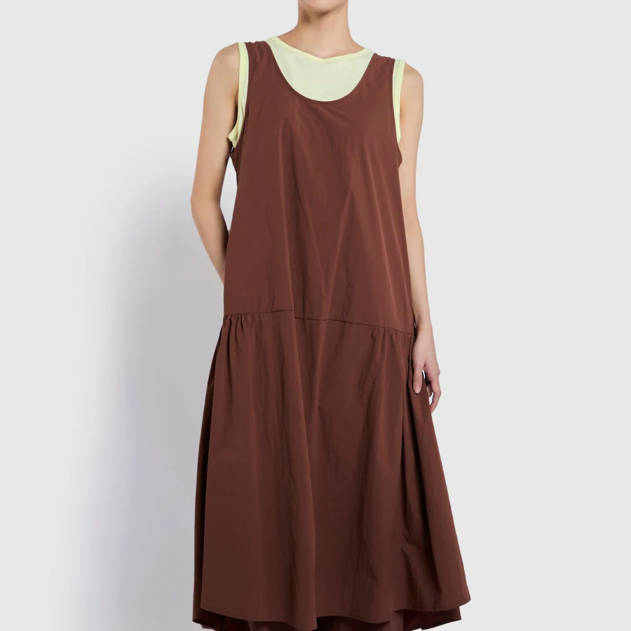 JAJU Bustier Tiered Dress – Brown