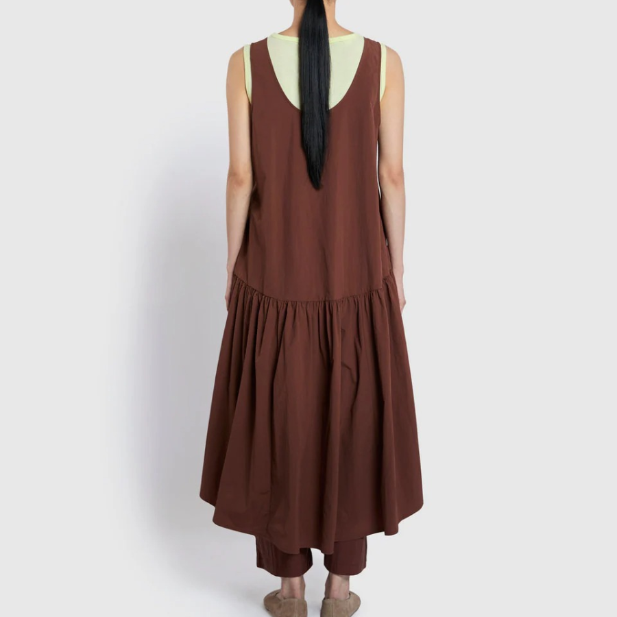 JAJU Bustier Tiered Dress – Brown