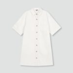 JAJU Collared Half-Sleeve Denim Dress – Ivory