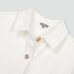 JAJU Collared Half-Sleeve Denim Dress – Ivory