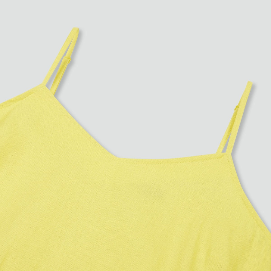 JAJU Linen-Blend Bustier Dress – Yellow