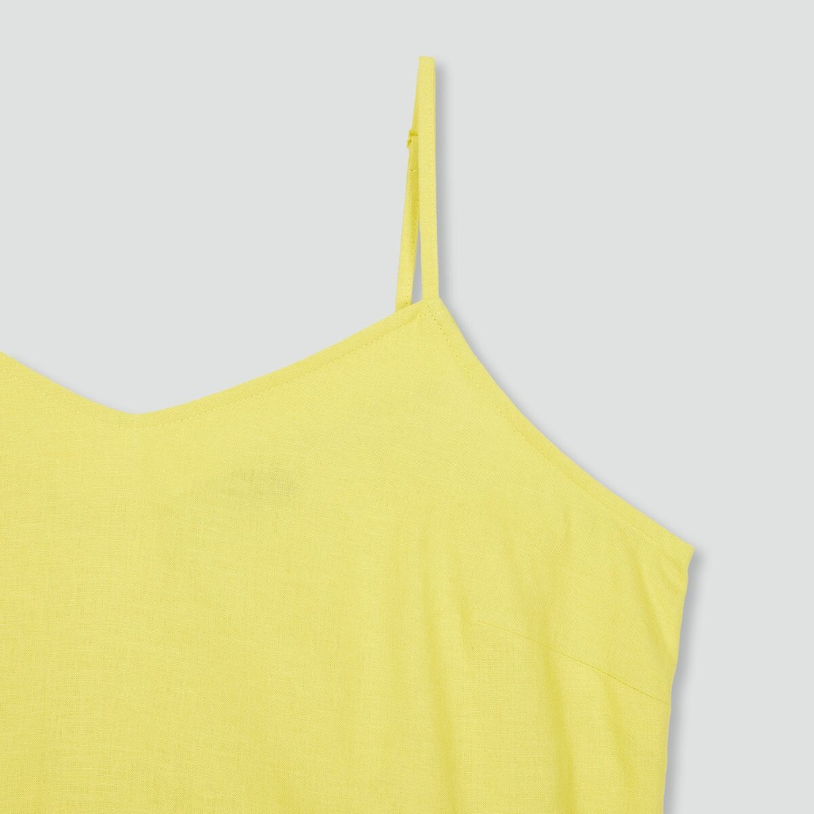 JAJU Linen-Blend Bustier Dress – Yellow