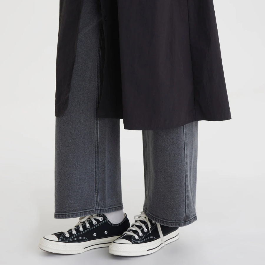 JAJU Long-Sleeve Waist-String Dress – Black