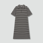 JAJU Cotton Collar Short-Sleeve Dress – Black