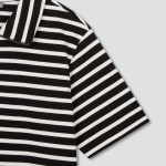 JAJU Cotton Collar Short-Sleeve Dress – Black