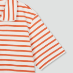 JAJU Cotton Collar Short-Sleeve Dress – Orange