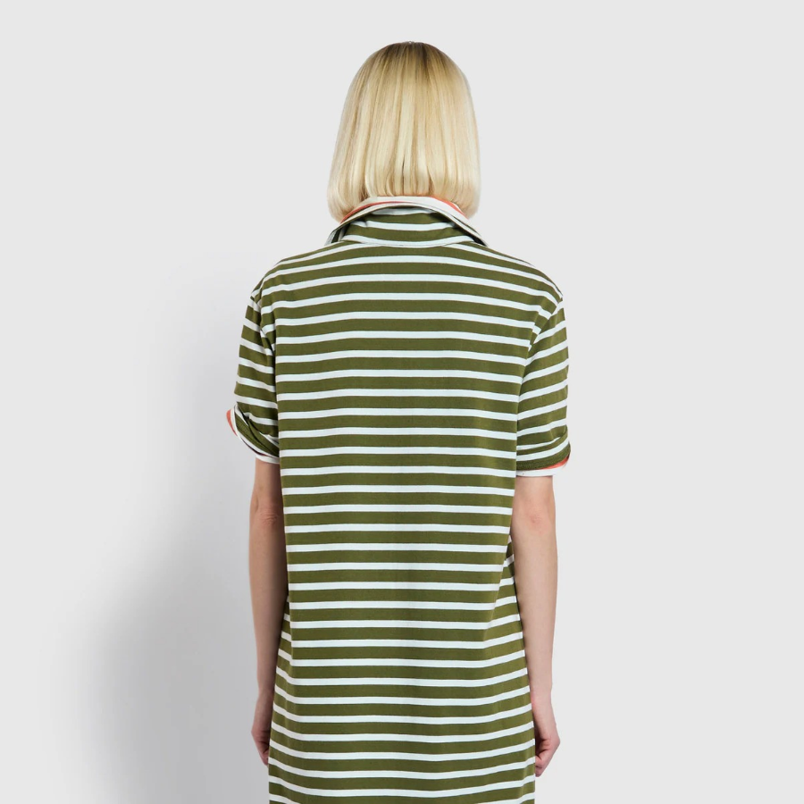 JAJU Cotton Collar Short-Sleeve Dress – Khaki