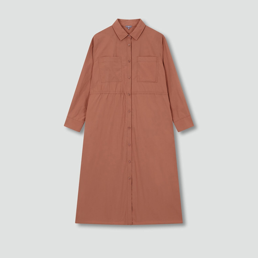 JAJU Long-Sleeve Waist String Dress – Brick