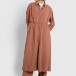 JAJU Long-Sleeve Waist String Dress – Brick