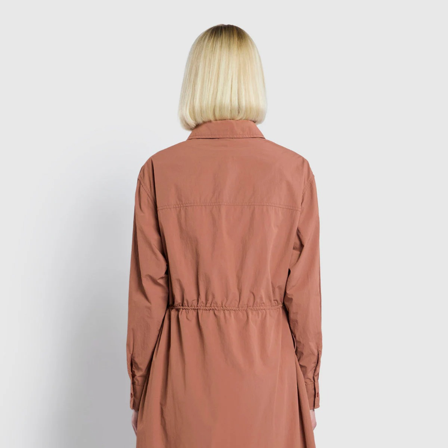 JAJU Long-Sleeve Waist String Dress – Brick