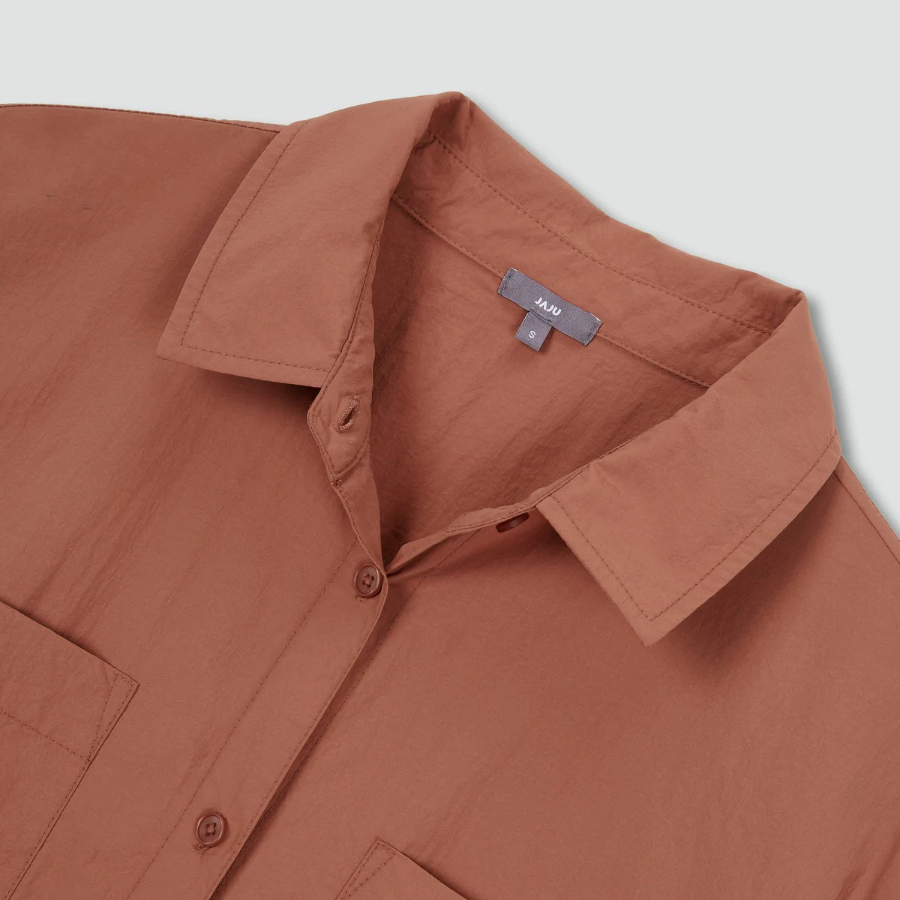 JAJU Long-Sleeve Waist String Dress – Brick