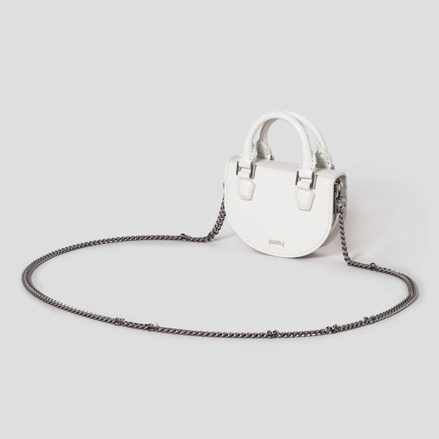 JUUN.J Half Moon Leather Chain Mini Bag – Ivory