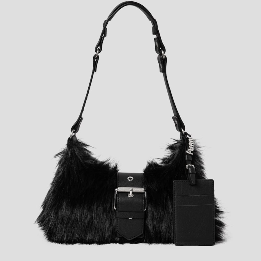 JUUN.J MONROE Faux Fur Shoulder Bag – Black