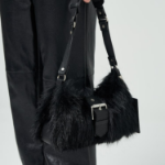 JUUN.J MONROE Faux Fur Shoulder Bag – Black