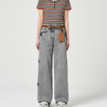 JUUN.J Mirror Card Slot Leather Charm – Brown