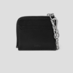 JUUN.J Chain Detail Zipper Card Wallet – Black