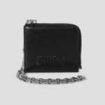 JUUN.J Chain Detail Zipper Card Wallet – Black