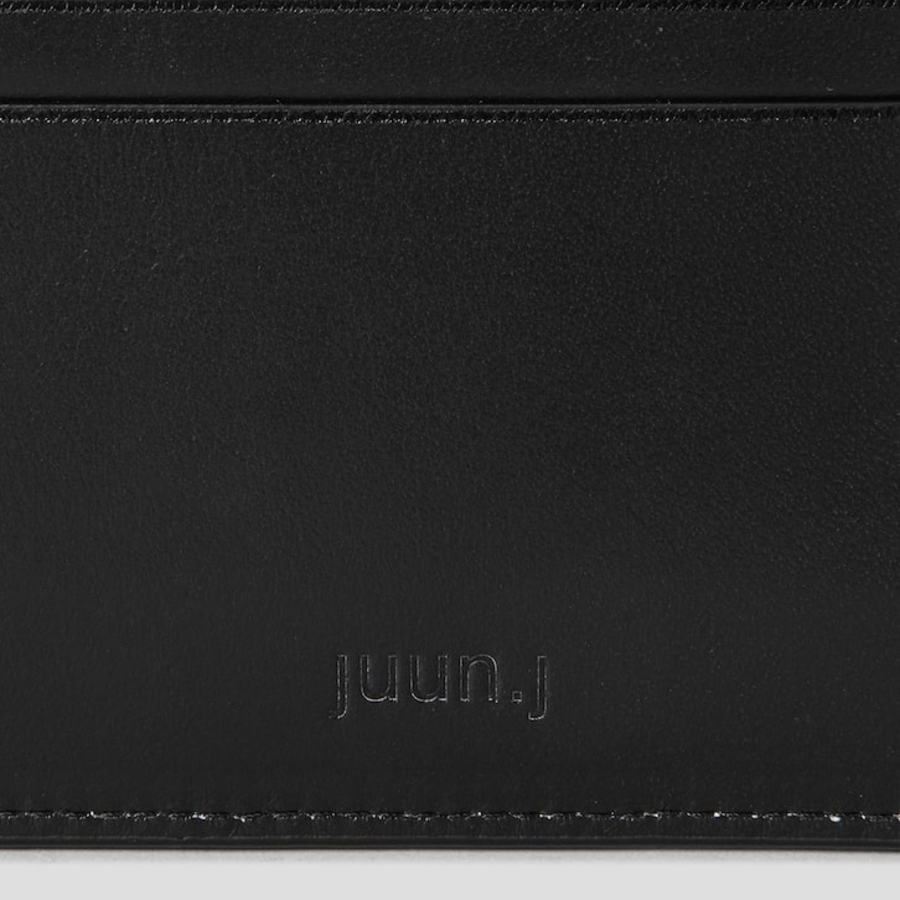 JUUN.J Chain Detail Zipper Card Wallet – Black