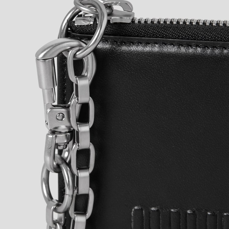 JUUN.J Chain Detail Zipper Card Wallet – Black