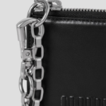 JUUN.J Chain Detail Zipper Card Wallet – Black