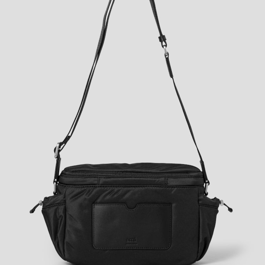 ami (Unisex) Adc Messenger Bag – Wool Gabardine Black