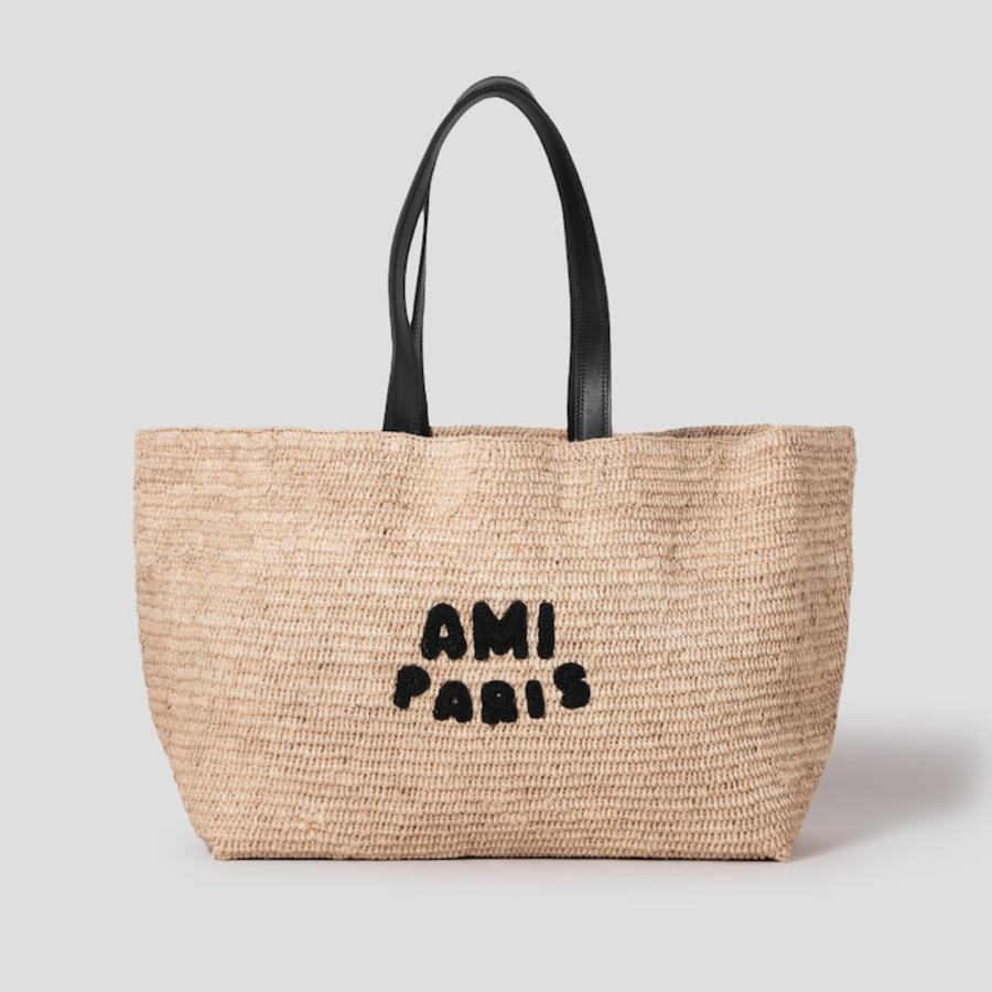 ami (Unisex) Ami Paris Rafia Tote Bag – Natural