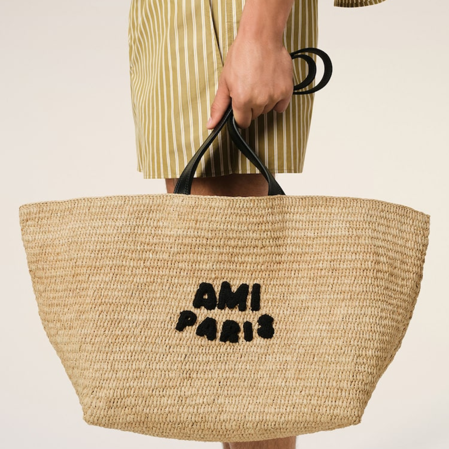 ami (Unisex) Ami Paris Rafia Tote Bag – Natural