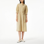 JAJU Sleeve Shirring Shirt Dress – Beige