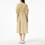 JAJU Sleeve Shirring Shirt Dress – Beige