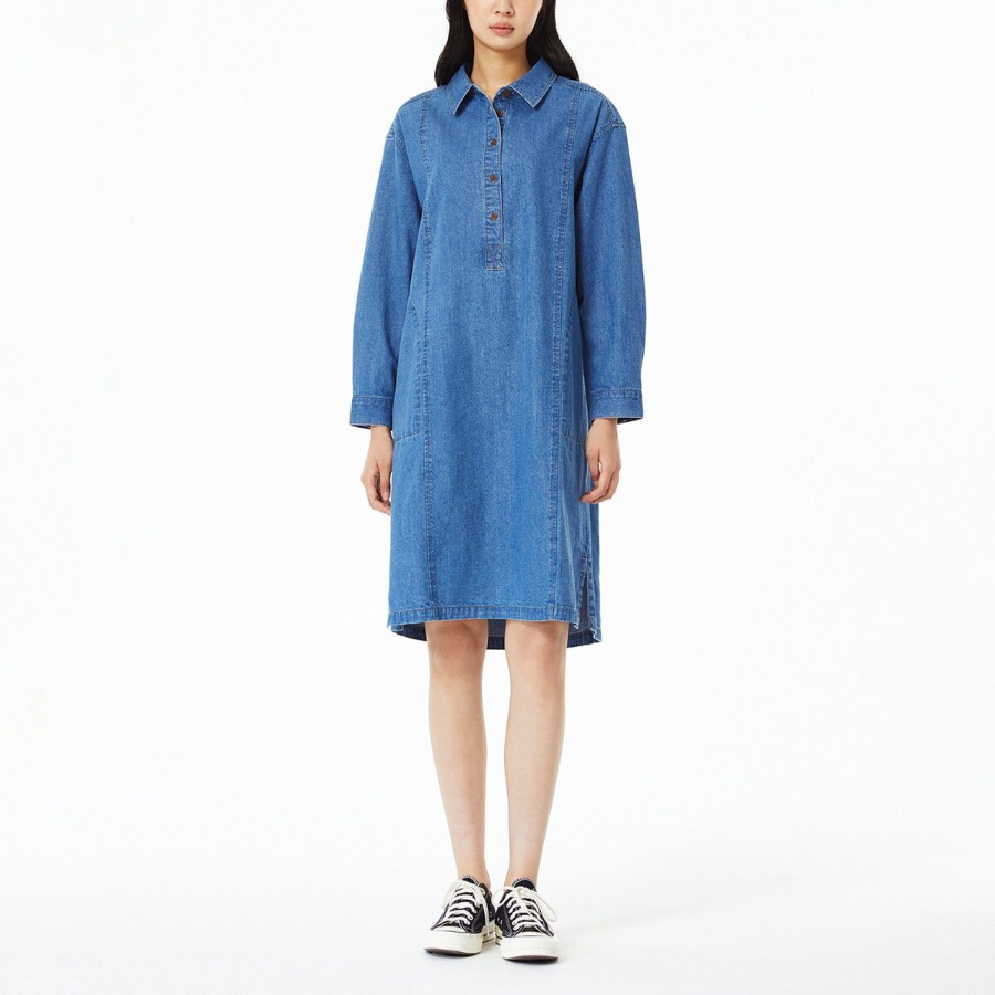 JAJU Denim Shirt Dress – Dark Blue