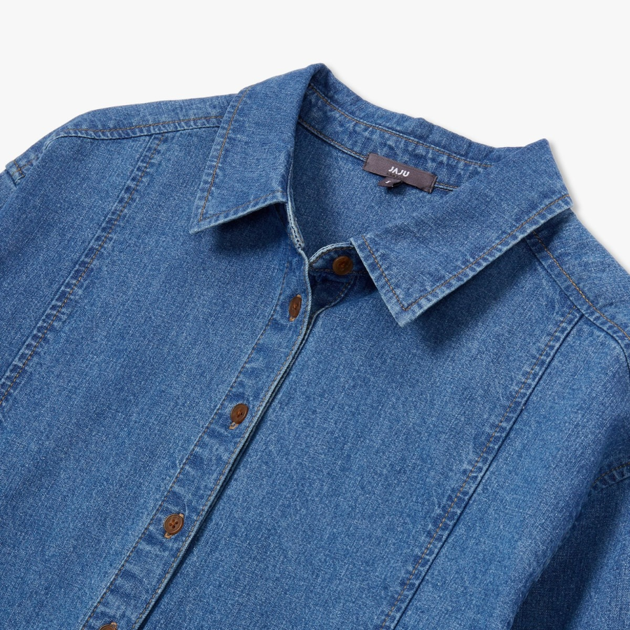 JAJU Denim Shirt Dress – Dark Blue