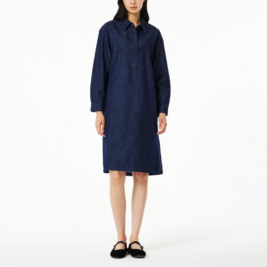 JAJU Denim Shirt Dress – Navy