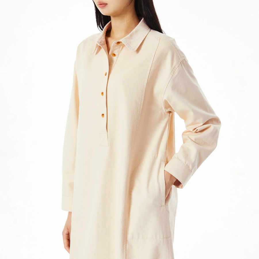 JAJU Denim Shirt Dress – Ivory