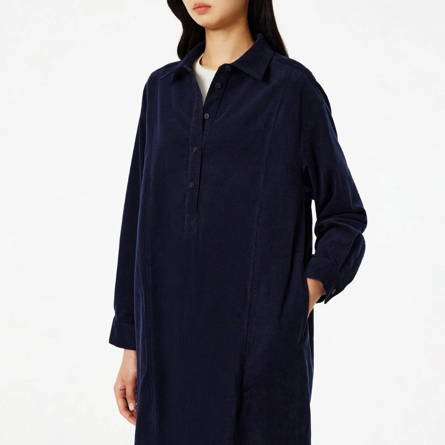 JAJU Corduroy Shirt Dress – Navy