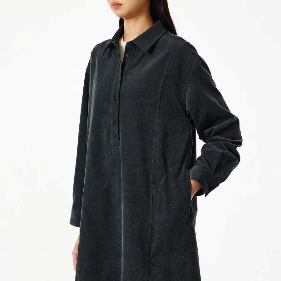 JAJU Corduroy Shirt Dress – Charcoal
