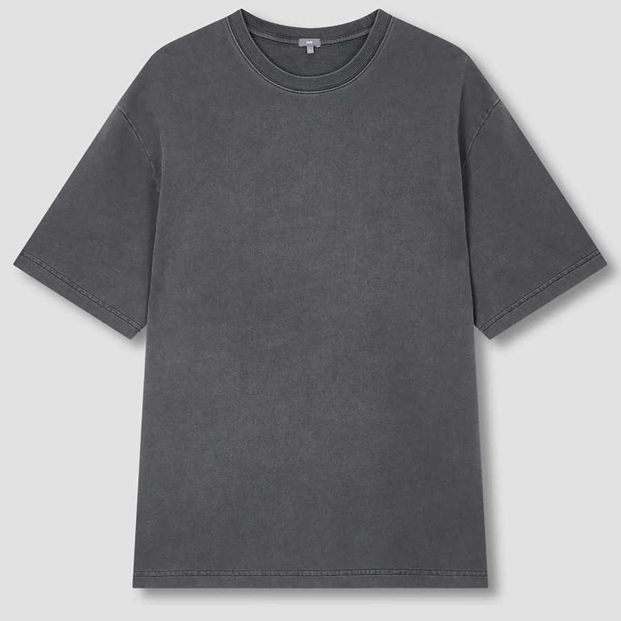 JAJU Washed Loose Fit Short Sleeve T-Shirt – Charcoal