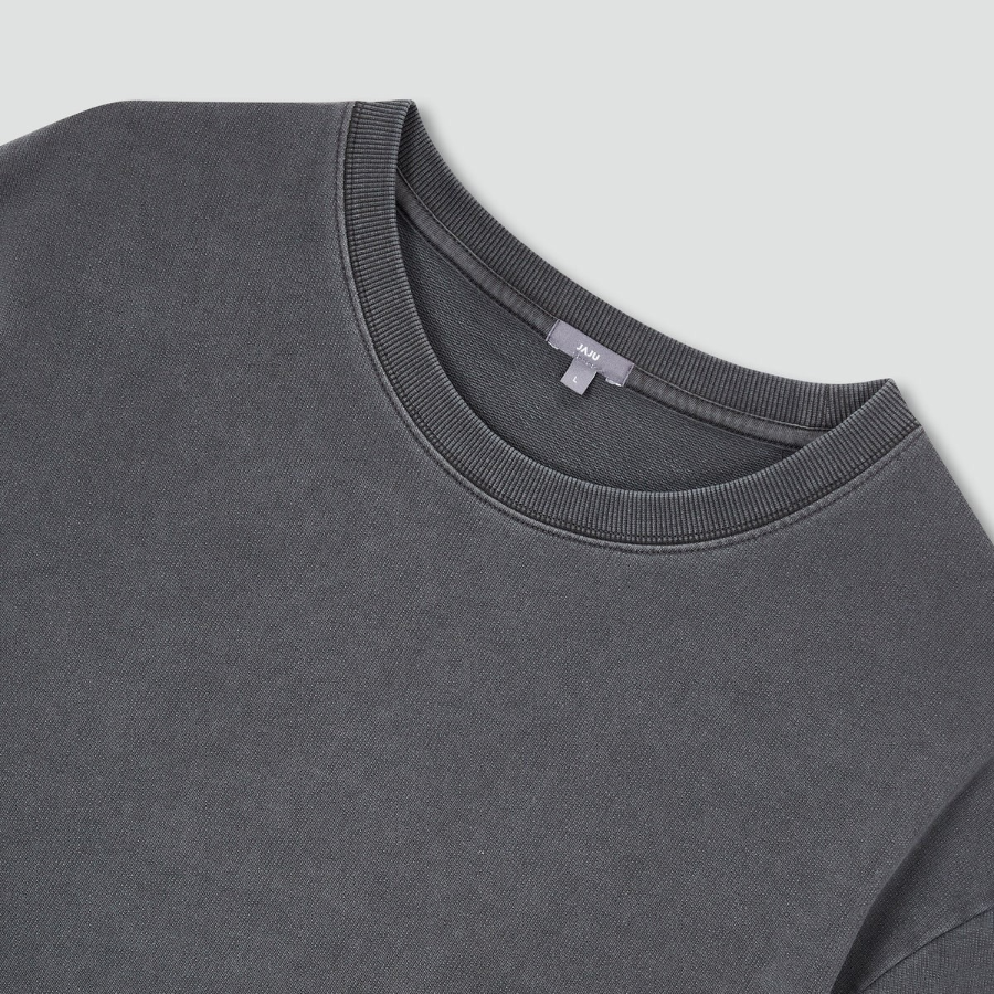 JAJU Washed Loose Fit Short Sleeve T-Shirt – Charcoal