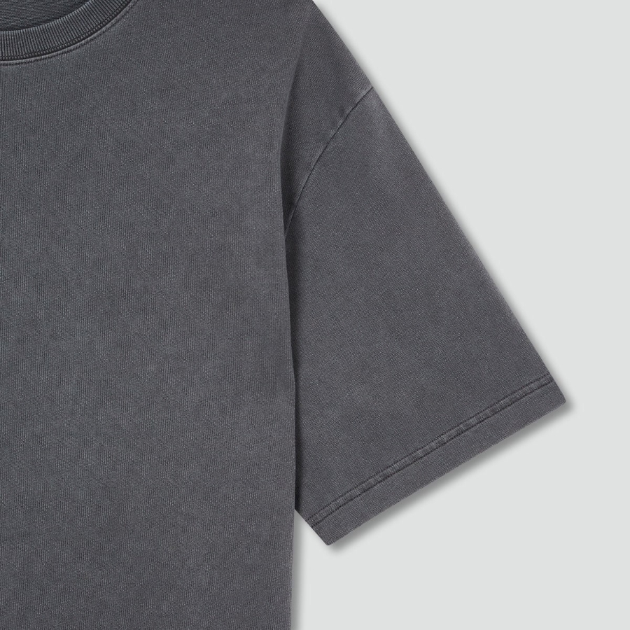 JAJU Washed Loose Fit Short Sleeve T-Shirt – Charcoal