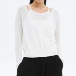 8 seconds Paper Yarn Halterneck Sleeveless Layered Cardigan — White