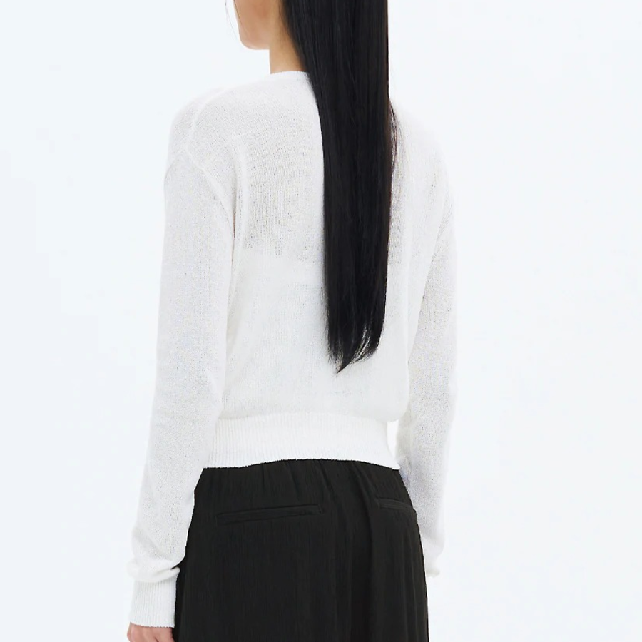 8 seconds Paper Yarn Halterneck Sleeveless Layered Cardigan — White