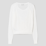 8 seconds Paper Yarn Halterneck Sleeveless Layered Cardigan — White