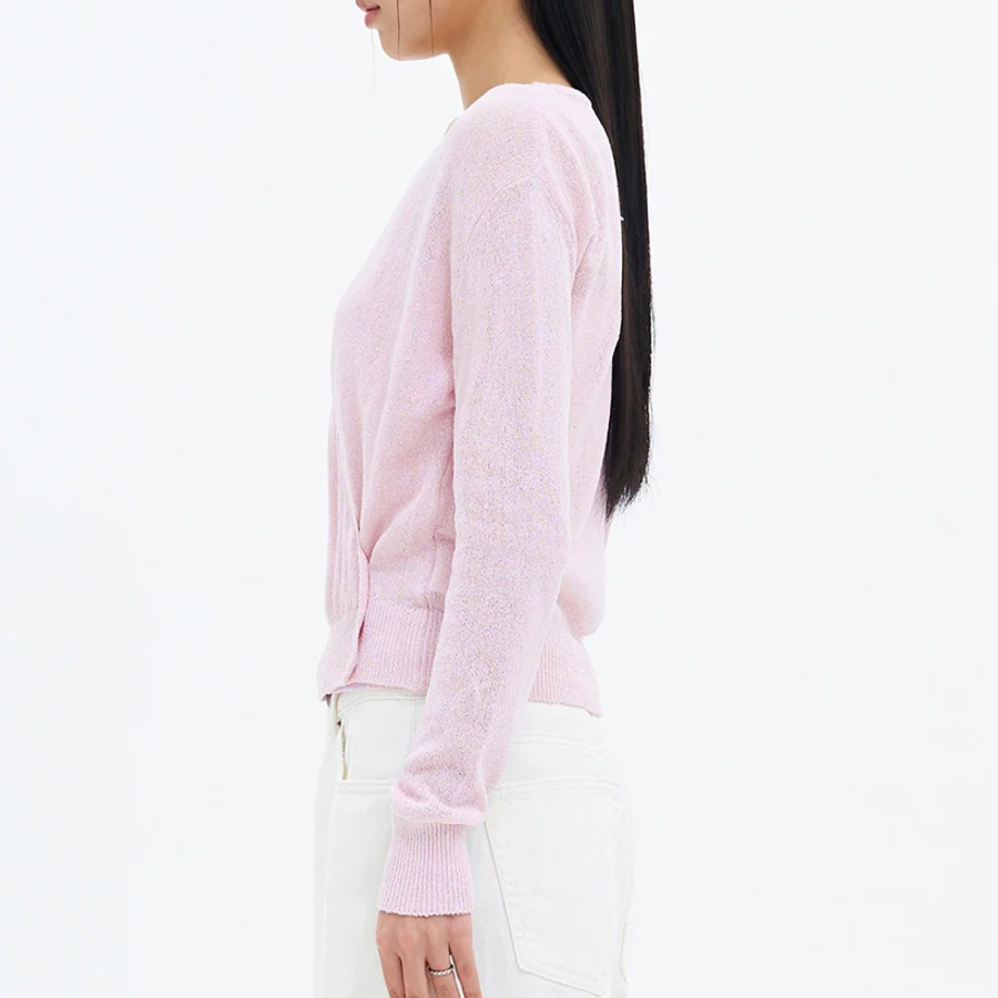 8 seconds Paper Yarn Halterneck Sleeveless Layered Cardigan — Light Pink