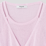 8 seconds Paper Yarn Halterneck Sleeveless Layered Cardigan — Light Pink