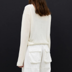 8 seconds Linen Blend Round Neck Cardigan — Ivory