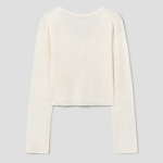8 seconds Linen Blend Round Neck Cardigan — Ivory