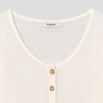 8 seconds Linen Blend Round Neck Cardigan — Ivory